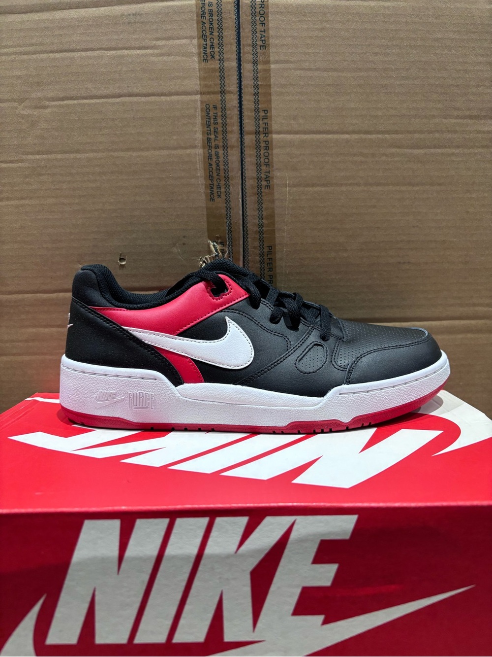 Nike Full Force Low-Top Sneaker in Black, Red & White